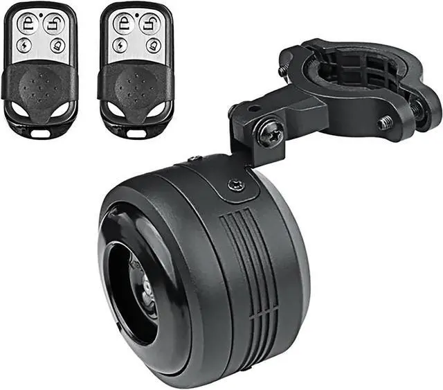 Main image of Bike Bell Alarm Horn with Remote, USB Rechargeable, Waterproof, Anti-Theft Vibration Alarm for Bikes, Scooters