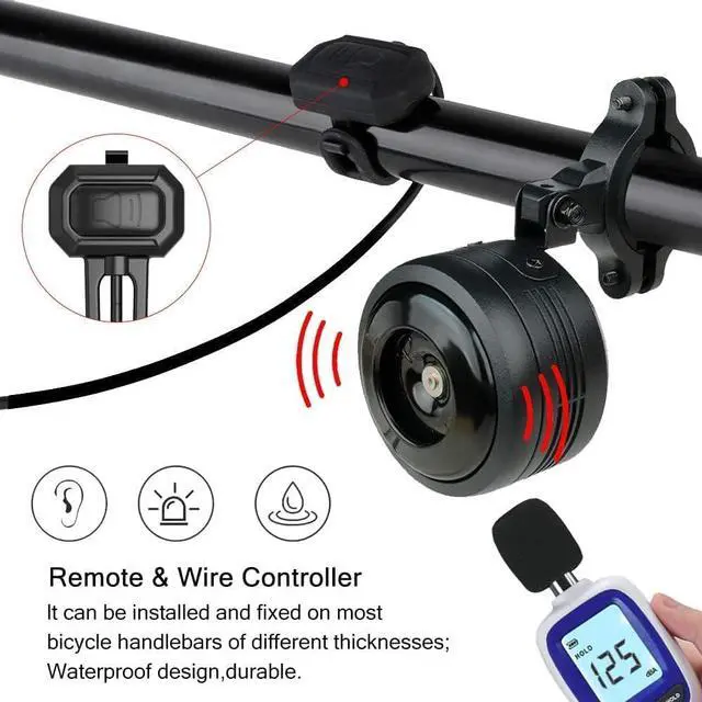 Alt view image 4 of 7 - Bike Bell Alarm Horn with Remote, USB Rechargeable, Waterproof, Anti-Theft Vibration Alarm for Bikes, Scooters