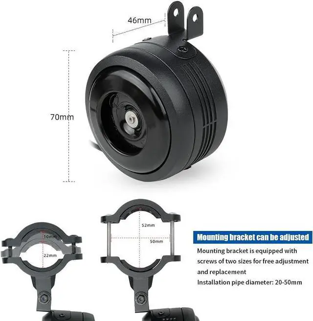 Alt view image 5 of 7 - Bike Bell Alarm Horn with Remote, USB Rechargeable, Waterproof, Anti-Theft Vibration Alarm for Bikes, Scooters