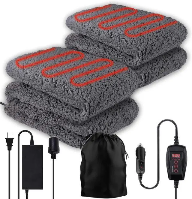 Main image of Sherpa Fleece Travel Blanket Grey Cozy Soft Plush Warm Fuzzy Automotive Comfortable Car Seat 59" x 43 Size -Great for Winter, Home, Office and Camping 2 Pack