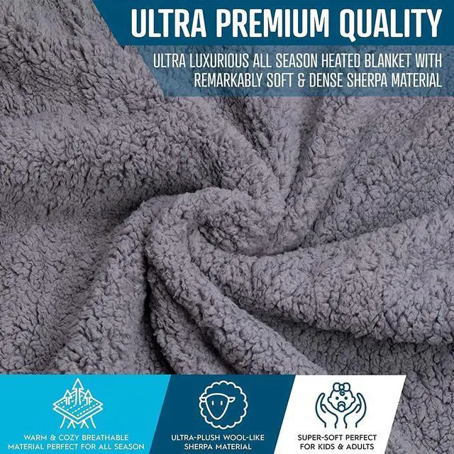 Alt view image 7 of 7 - Sherpa Fleece Travel Blanket Grey Cozy Soft Plush Warm Fuzzy Automotive Comfortable Car Seat 59" x 43 Size -Great for Winter, Home, Office and Camping 2 Pack