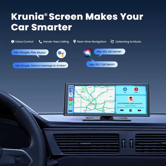 Alt view image 3 of 7 - Wireless Portable Car Play Screen for  CarPlay & Android Auto, OTA Updates, Backup Camera, Mirror Link, 5.0 Bluetooth, Voice Control, GPS Navigation, FM