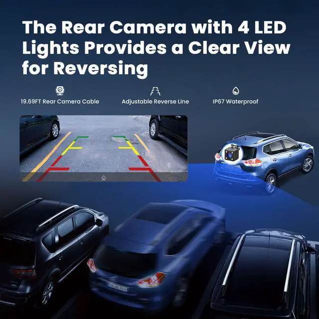 Alt view image 6 of 7 - Wireless Portable Car Play Screen for  CarPlay & Android Auto, OTA Updates, Backup Camera, Mirror Link, 5.0 Bluetooth, Voice Control, GPS Navigation, FM