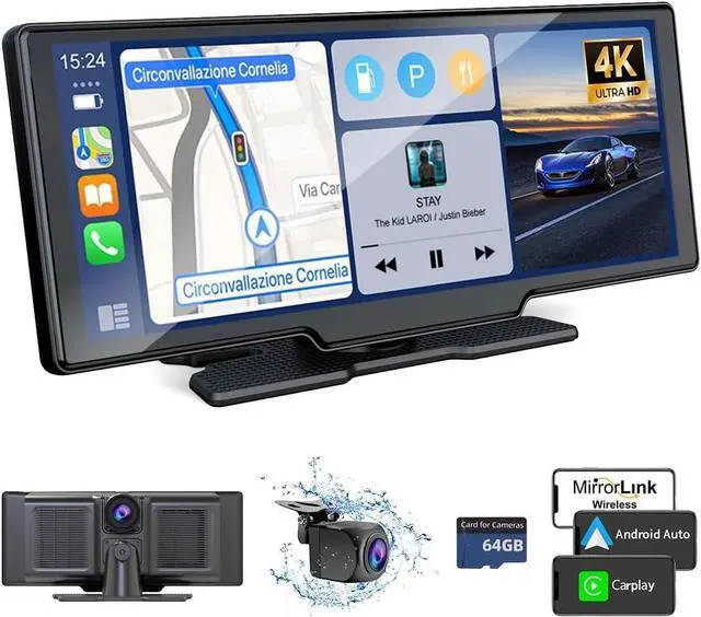 Main image of Car Play Screen with 4K Dash cam 10.26 Inch Compatible with  Carplay/Android Auto, Carplay Screen for Car 1080P Backup Camera GPS Navigation/Mirror Link/Voice Control