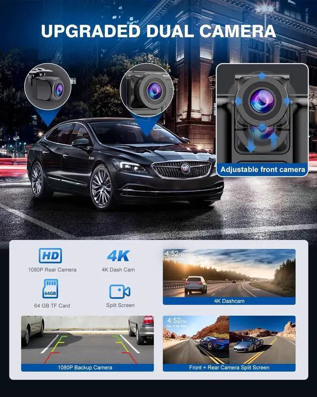 Alt view image 3 of 7 - Car Play Screen with 4K Dash cam 10.26 Inch Compatible with  Carplay/Android Auto, Carplay Screen for Car 1080P Backup Camera GPS Navigation/Mirror Link/Voice Control