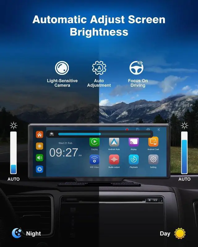 Alt view image 6 of 7 - Car Play Screen with 4K Dash cam 10.26 Inch Compatible with  Carplay/Android Auto, Carplay Screen for Car 1080P Backup Camera GPS Navigation/Mirror Link/Voice Control