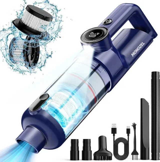 Main image of Handheld Vacuum Cordless - Car Vacuum Cleaner with Brushless Motor, 15000Pa Strong Suction with LED Light, Type C Cable, 2 Fliters, Portable Hand Vacuum for Home, Pet and Car