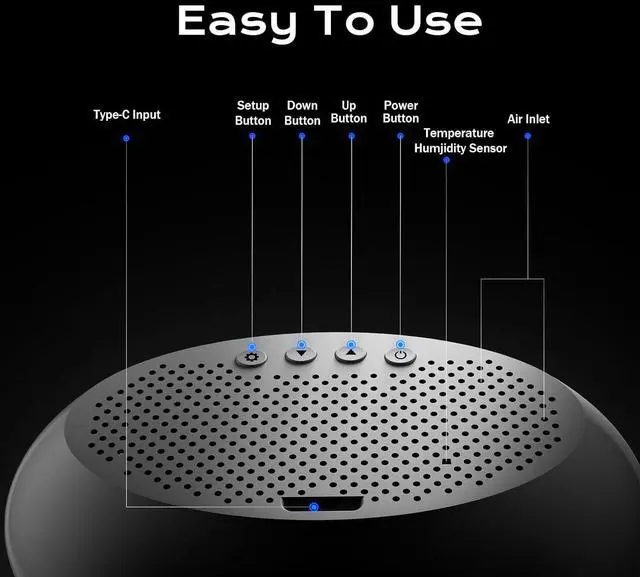 Alt view image 6 of 7 - 12-in-1 Air Quality Monitor Indoor, Portable Air Quality Monitor, for CO2, PM1.0, PM2.5, HCHO, TVOC and Others, Air Quality Tester for Home, Hotel, Office, Car, Battery Powered Air Monitor (White)