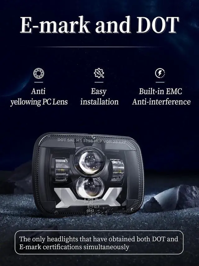 Alt view image 7 of 7 - New 180W 1000% Bright H6054 5x7 7x6 Led Headlights Compatible with Jeep Cherokee XJ Wrangler YJ Emark DOT Anti-glare Turn Signal Hi/Low Sealed Beam Ford Chevy GMC Toyota Nissan van pickup etc