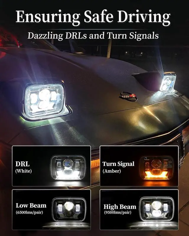 Alt view image 6 of 7 - New 180W 1000% Bright H6054 5x7 7x6 Led Headlights Compatible with Jeep Cherokee XJ Wrangler YJ Emark DOT Anti-glare Turn Signal Hi/Low Sealed Beam Ford Chevy GMC Toyota Nissan van pickup etc