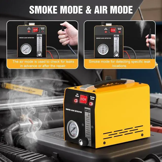 Alt view image 4 of 7 - Smoke Machine Automotive Leak Detector with Built-in Air Pump, Pressure Gauge, Flow Meter, Professional Vehicle Diagnostic Tool for Leaks Test in Vacuum,Fuel,EVAP & All Cars System(Oil Excluded)