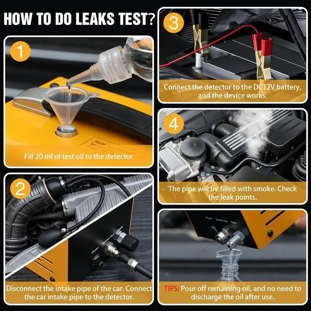 Alt view image 6 of 7 - Smoke Machine Automotive Leak Detector with Built-in Air Pump, Pressure Gauge, Flow Meter, Professional Vehicle Diagnostic Tool for Leaks Test in Vacuum,Fuel,EVAP & All Cars System(Oil Excluded)