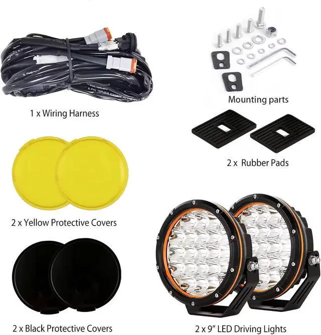 Alt view image 2 of 7 - 7in 2PCS LED Off Road Lights 210W 32000LM Super Bright Amber Cover 12V 24V with Wiring Harness for Pickup Truck SUV Offroad