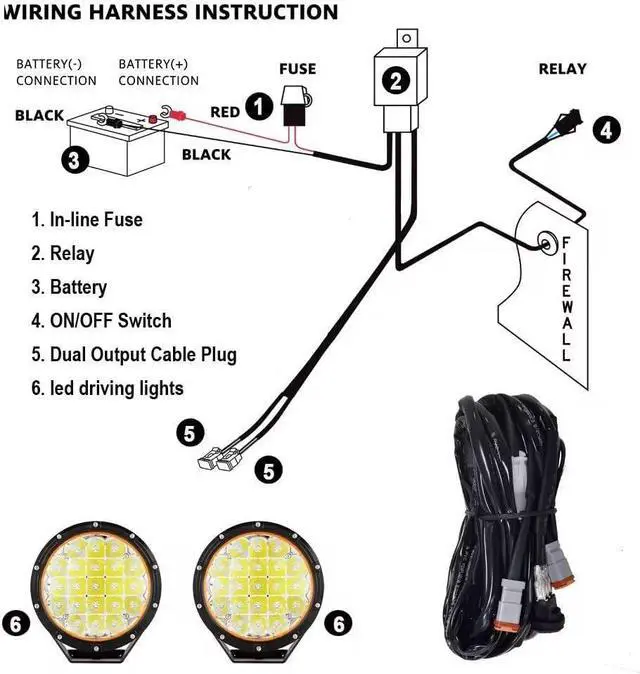 Alt view image 4 of 7 - 7in 2PCS LED Off Road Lights 210W 32000LM Super Bright Amber Cover 12V 24V with Wiring Harness for Pickup Truck SUV Offroad