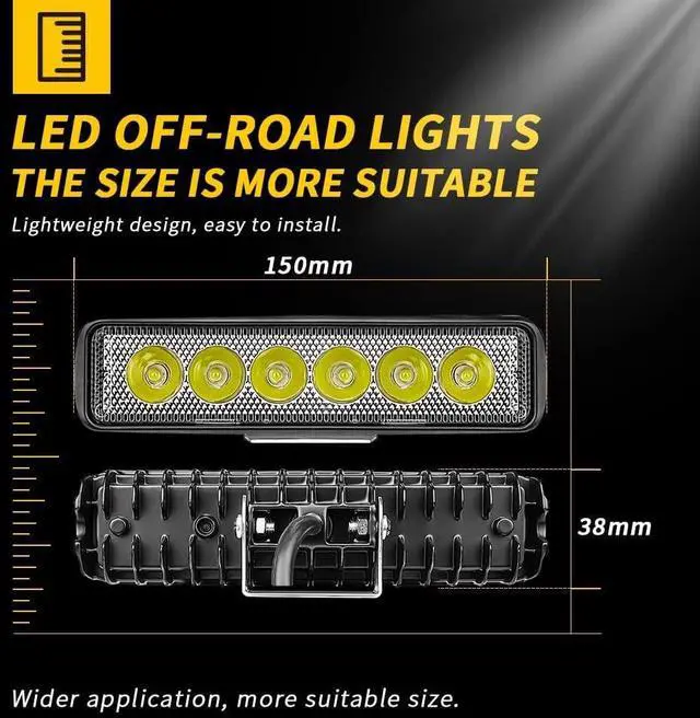 Alt view image 2 of 6 - Slim LED Light Bar,20pcs 7 Inch Small Golf Cart Lights 18W 14000LM Single Row Led Pods Super Bright Waterproof Driving/Offroad Flood Lights for Truck SUV ATV RZR RC RV Lawn Mower E-Bike