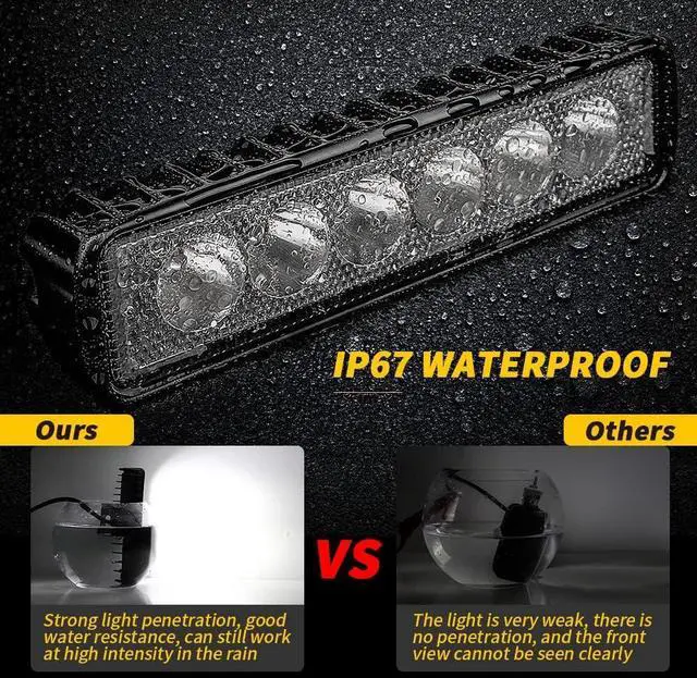 Alt view image 5 of 6 - Slim LED Light Bar,20pcs 7 Inch Small Golf Cart Lights 18W 14000LM Single Row Led Pods Super Bright Waterproof Driving/Offroad Flood Lights for Truck SUV ATV RZR RC RV Lawn Mower E-Bike