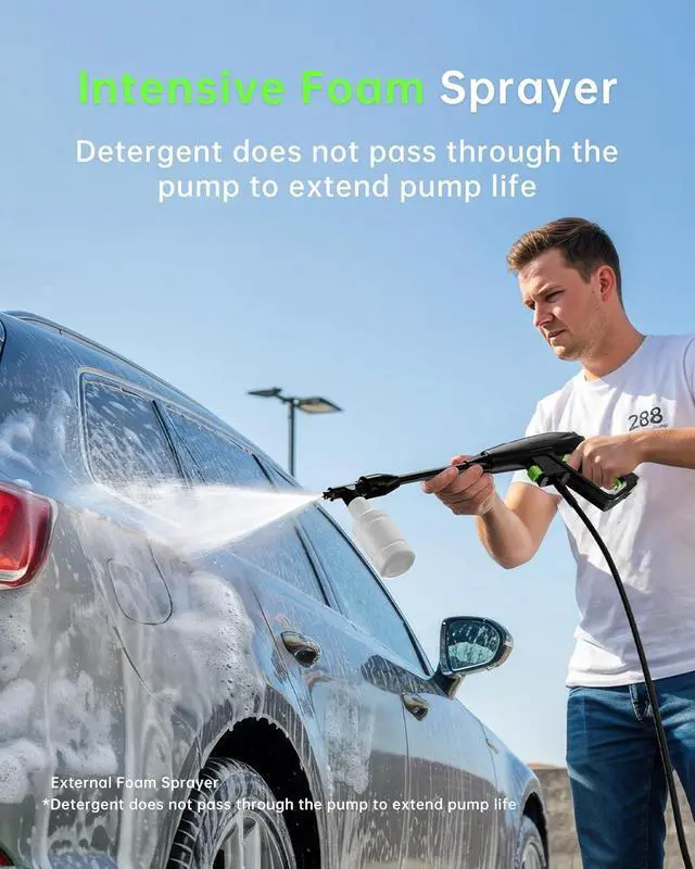Alt view image 2 of 7 - 4200PSI 2.6 GPM Power Washer with Foam Cannon 23FT Hose PATOOLIO Electric High Pressure Washer for Fences, Patios, Decks, Patios and Cars Powerwasher