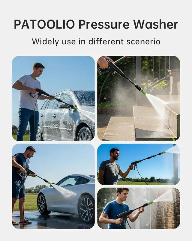 Alt view image 7 of 7 - 4200PSI 2.6 GPM Power Washer with Foam Cannon 23FT Hose PATOOLIO Electric High Pressure Washer for Fences, Patios, Decks, Patios and Cars Powerwasher
