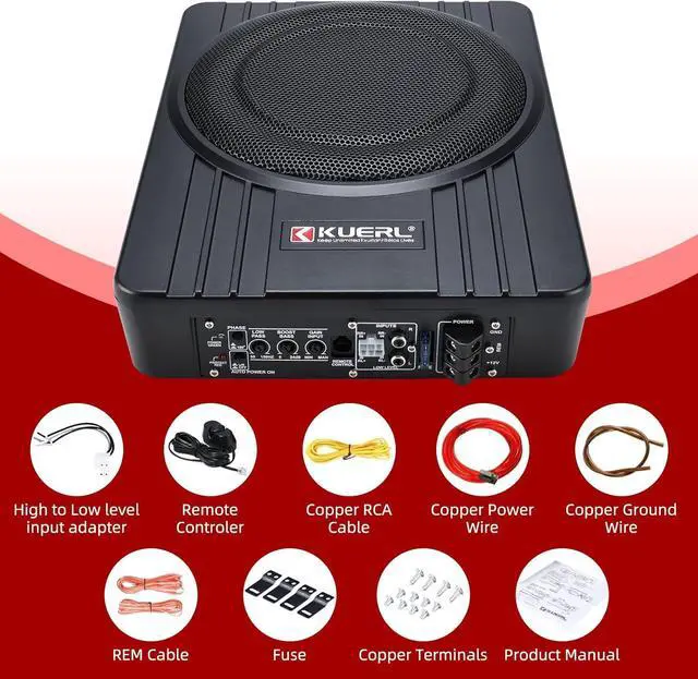 Alt view image 3 of 7 - 10 Inch 800W Car Under-Seat Sub Woofer Active Powered Amplifier Bass Enclosed,Under Seat Subwoofer and Amp Package