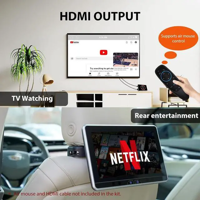 Alt view image 7 of 7 - Wireless CarPlay Adapter Car Streaming Device Ai Box Support Netflix, YouTube, Hulu, Disney+, Android Auto Wireless Adapter with LED Ambient Light, Easy to Setup 3 in 1, Dual WiFi Bluetooth