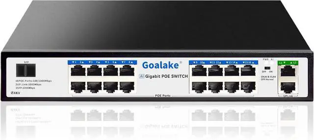 Main image of PoE Switch with 16 Gigabit PoE+ @240W Built-in Power, 2 Uplink Gigabit Port + 1 Combo SFP Slots, IEEE802.3af/at, Metal Casing, VLAN Mode, AI Function, Plug & Play Rack-mountable
