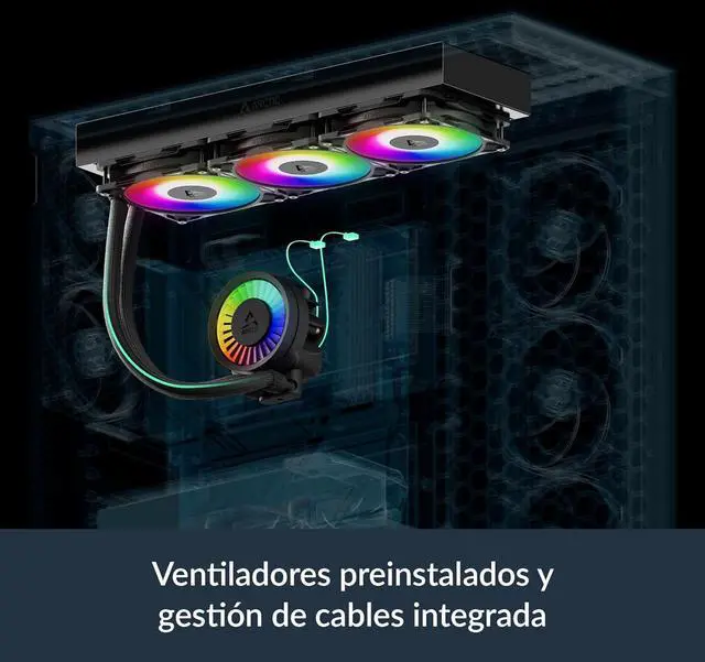 Alt view image 6 of 7 - Liquid Freezer III Pro 360 A-RGB - AIO CPU Cooler, 3 x 120 mm Water Cooling, 38 mm Radiator, PWM Pump, VRM Fan,  AM5/AM4,  LGA1851/1700 Contact Frame - Black
