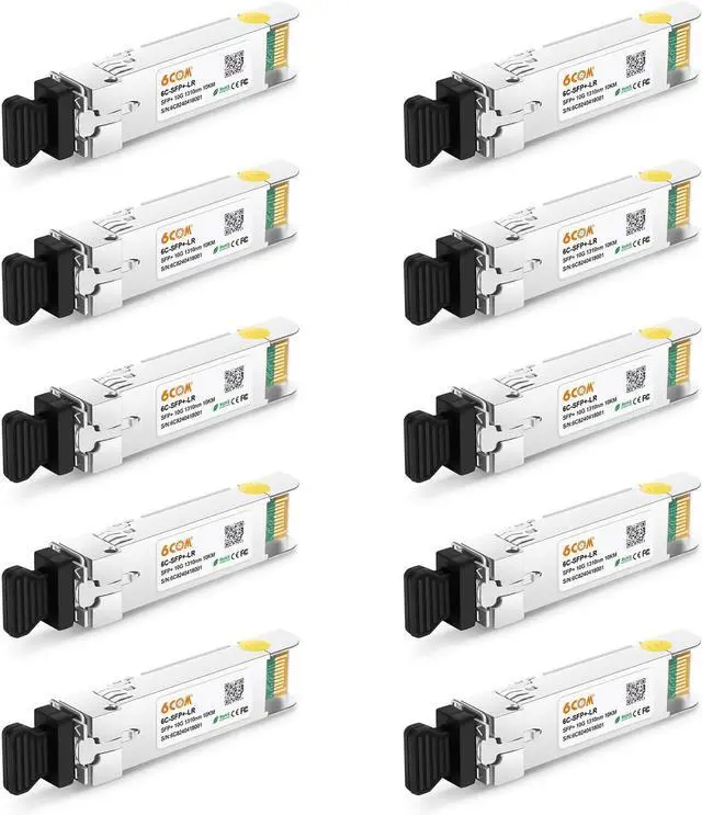 Main image of 10Pack 10GBase-LR SFP+ Transceiver, 10G LC Single Mode Module for Cisco SFP-10G-LR, Meraki MA-SFP-10GB-LR, Ubiquiti UF-SM-10G, Mikrotik, D-Link, Supermicro, Netgear DDM, 1310nm, 10km