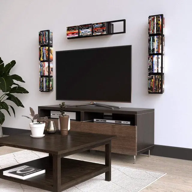 Alt view image 6 of 7 - Black Floating Shelves for Wall, 34 Inch Video Games CD DVD Storage Shelves, Cube Storage Organizer Shelf Set of 3