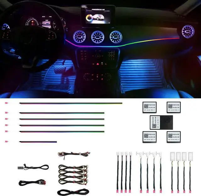 Main image of Car Interior Ambient Lights,18 in 1 128 Colorful LED Acrylic Fiber Optic Strip,Universal Multiple Modes Decoration Atmosphere with Music Sync Rhythm,APP Control,RGB Neon Lighting for All Cars