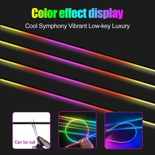 Alt view image 5 of 7 - Acrylic Interior Car LED Strip Light with APP, 18-in-1 128 Colorful 6 Pieces Fiber Optic Car Decoration Atmosphere Light Kits, Dual Zone Music Sync Rhythm RGB Neon Lighting for All Cars