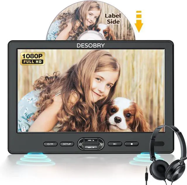 Main image of Car DVD Player with Headrest Mount, Portable DVD Player for Car with Headphone, Suction-Type Disc in,Support 1080P Video,HDMI Input,USB/SD Card Reader,AV in/Out,Last Memory&Region Free