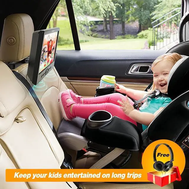 Alt view image 7 of 7 - Car DVD Player with Headrest Mount, Portable DVD Player for Car with Headphone, Suction-Type Disc in,Support 1080P Video,HDMI Input,USB/SD Card Reader,AV in/Out,Last Memory&Region Free