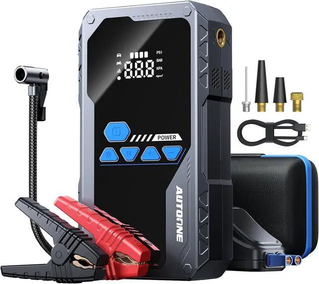 Main image of 5000A Jump Starter with Air Compressor (All Gas/10L Diesel), 150PSI Car Battery Jumper Starter Portable, Jump Box Tire Inflator with LED Flashlight, LCD Display, Storage Case