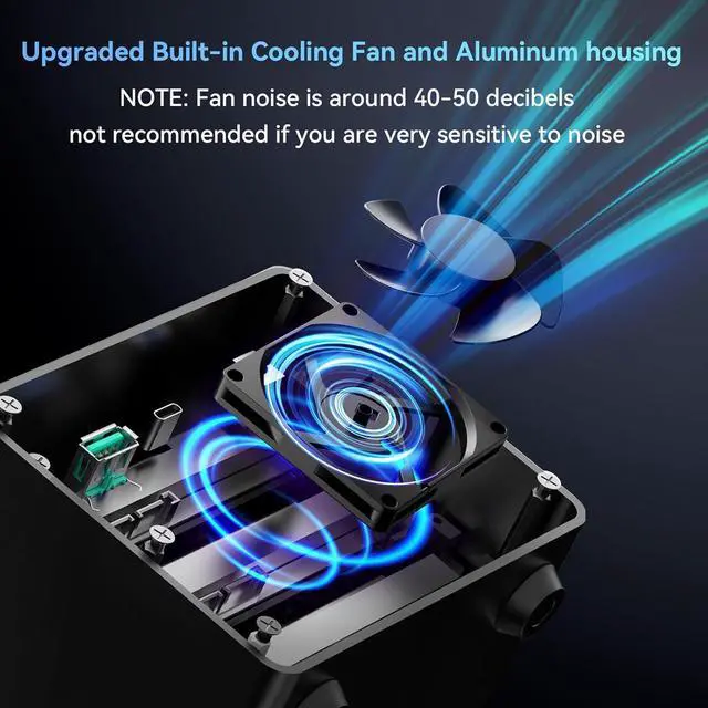 Alt view image 4 of 7 - 3 Bay 10Gbps Hard Drive Enclosure with Cooling Fan for 2.5/3.5" SATA HDD/SSD with USB A/C 3.2 Gen 2, Support Hot Swappable, Daisy Chain Expansion, Tool-Free, DAS(NO RAID/NAS)