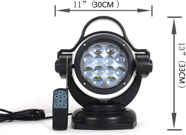 Alt view image 7 of 7 - 60w Remote Control Led Searchlight Marine Boat Portable 360 Degrees Rotating Remote Control 9-32V Work Light Spot Light Fog Lights Offroad Lights for SUV ATV 4wd Truck Boat Led Spotlight