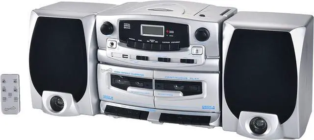 Alt view image 3 of 6 - SC-2121BT Bluetooth Entertainment Audio System, Bluetooth 5.0, op Loading MP3/CD Player, AM/FM Radio, USB Input, Double Cassette Recorder, High-Performance Detachable Speakers, AC/DC