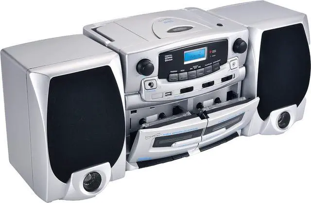 Alt view image 6 of 6 - SC-2121BT Bluetooth Entertainment Audio System, Bluetooth 5.0, op Loading MP3/CD Player, AM/FM Radio, USB Input, Double Cassette Recorder, High-Performance Detachable Speakers, AC/DC