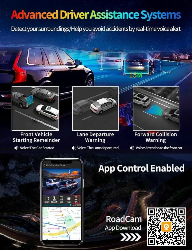 Alt view image 4 of 7 - Carplay Screen for Car, Portable Wireless Carplay & Android Auto with 4K Dash Cam and 1080P Backup Camera, Featured Advanced Driver Assistance System, with GPS Navigation, BT/AUX/FM