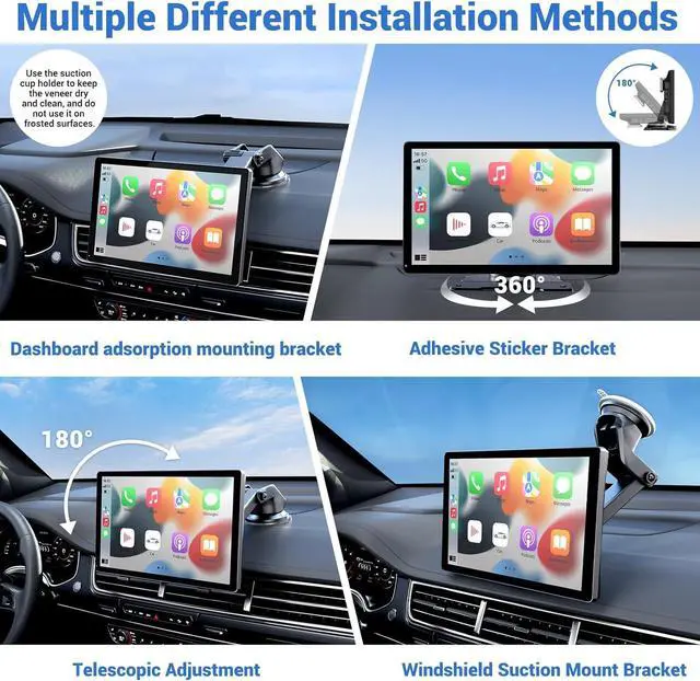 Alt view image 5 of 7 - Wireless  Carplay Screen for Car 4K Dash Cam, 9" Portable  Carplay & Android Auto Car Stereo, with 1080p Backup Camera, GPS Navigation/Mirror Link/Voice Control/Bluetooth