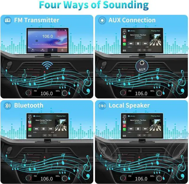 Alt view image 5 of 7 - Portable  Carplay Screen for Car, 9" Wireless  Carplay & Android Auto,4K Dash Cam,1080p Backup Camera DVR,Car Audio Receivers GPS Navigation Mirror Link, Bluetooth,FM, Siri