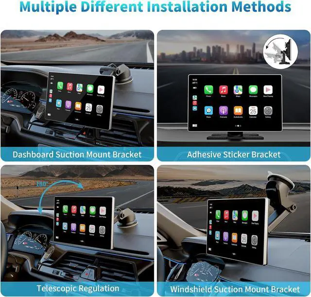 Alt view image 7 of 7 - Portable  Carplay Screen for Car, 9" Wireless  Carplay & Android Auto,4K Dash Cam,1080p Backup Camera DVR,Car Audio Receivers GPS Navigation Mirror Link, Bluetooth,FM, Siri