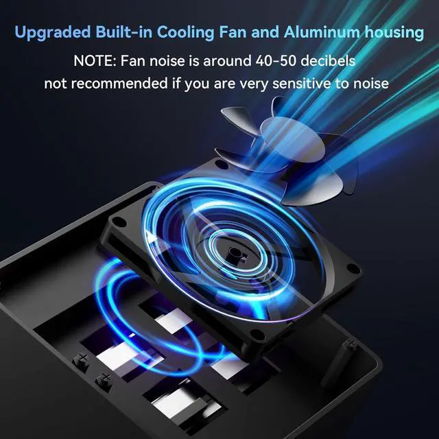 Alt view image 4 of 7 - 4 Bay Hard Drive Enclosure with Cooling Fan for 2.5/3.5" SATA HDD/SSD with USB A/C 3.0 Cable, Tool-Free HDD Enclosure, 3.5 Hard Drive Enclosure Support 80TB, Hot Swappable(NO RAID/NAS)