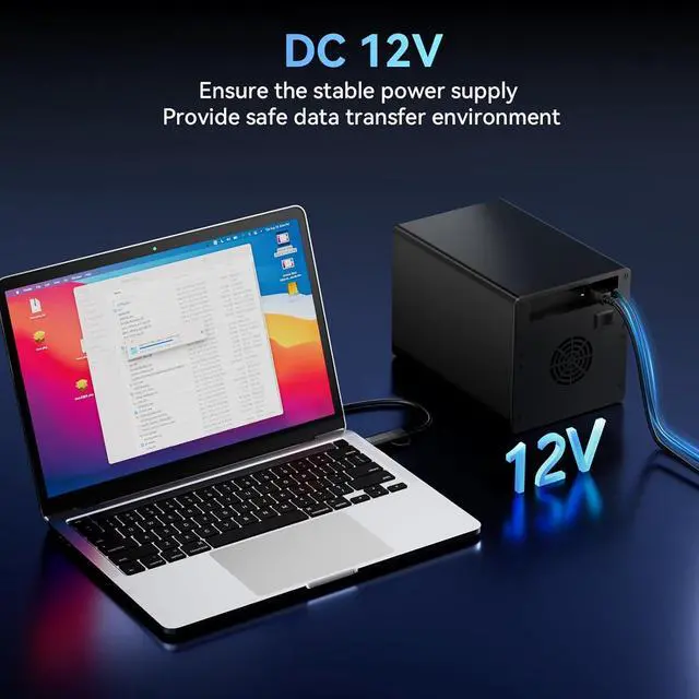 Alt view image 7 of 7 - 4 Bay Hard Drive Enclosure with Cooling Fan for 2.5/3.5" SATA HDD/SSD with USB A/C 3.0 Cable, Tool-Free HDD Enclosure, 3.5 Hard Drive Enclosure Support 80TB, Hot Swappable(NO RAID/NAS)