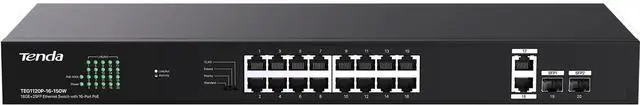 Main image of TEG1120P 16 Port 150W PoE Switch, Compatible with IEEE 802.3af/at Devices, Unmanaged Gigabit Switch with 16 Port PoE+@135W, 2 Uplink RJ45 Ports & 2 SFP Ports, Rack Mountable