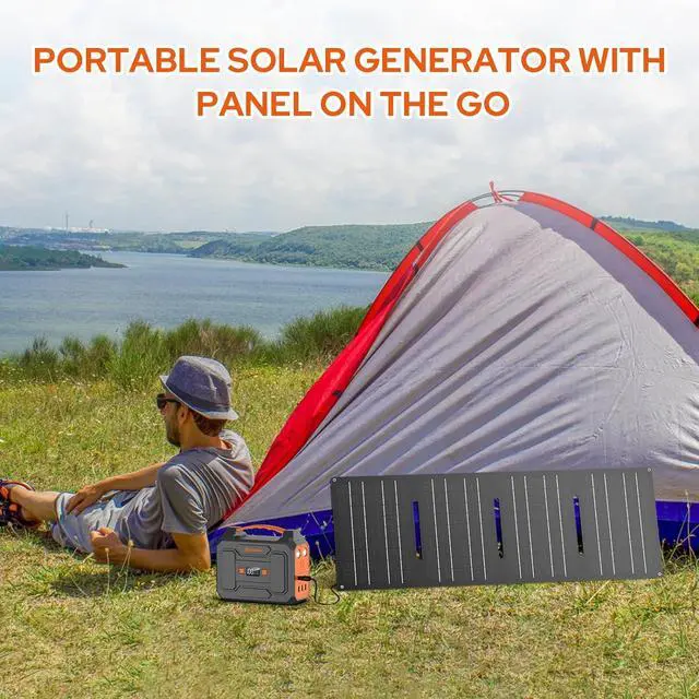 Alt view image 2 of 7 - Portable Power Station with Foldable 40W Solar Panel, 100W Solar Powered Generator with Panels,110V AC Outlet Camping Solar Power Bank 146Wh Lithium Battery Pack for Home RV Outdoor Power Outage