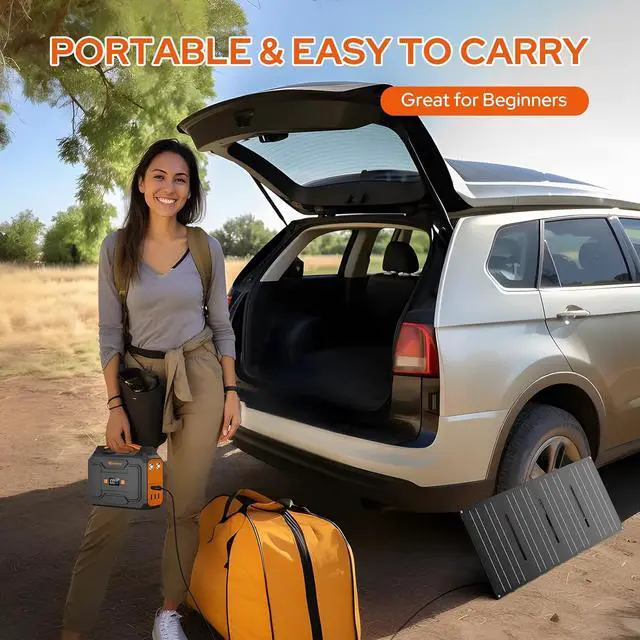 Alt view image 5 of 7 - Portable Power Station with Foldable 40W Solar Panel, 100W Solar Powered Generator with Panels,110V AC Outlet Camping Solar Power Bank 146Wh Lithium Battery Pack for Home RV Outdoor Power Outage