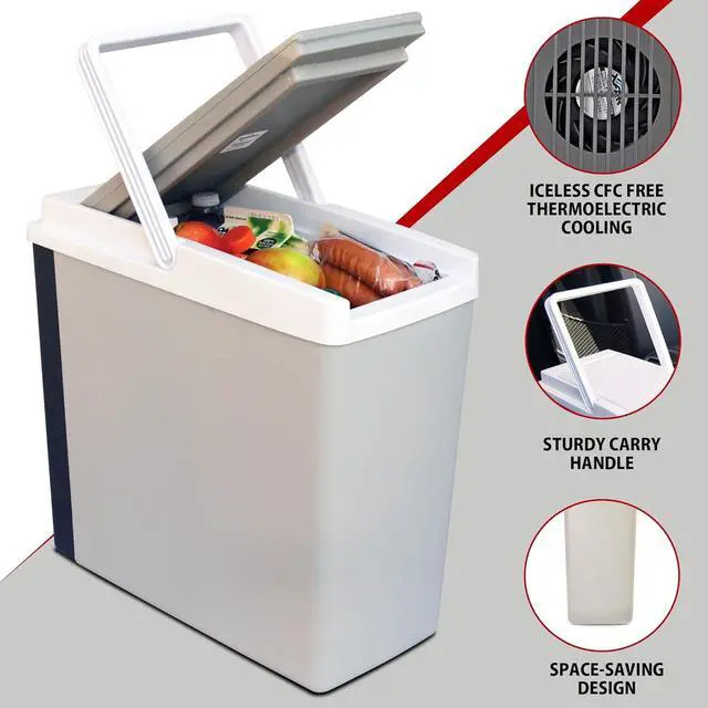 Alt view image 4 of 7 - Portable Cooler - Electric Lunch Cooler for Car, Camping, Travel, 12 V Insulated Hard Sided Refrigerator for Vehicle, Boat, Truck, Warming & Cooling, Cools Drinks,Food for Road Trip, 18 qt