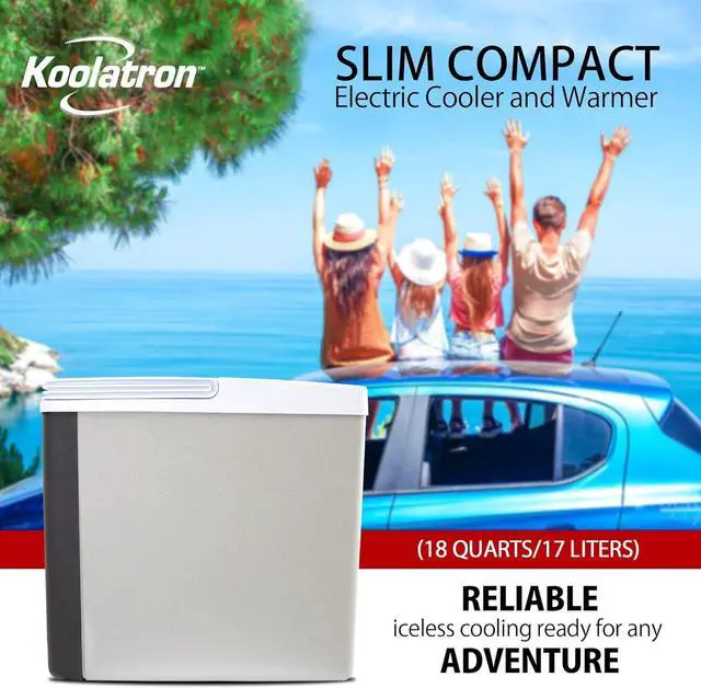 Alt view image 7 of 7 - Portable Cooler - Electric Lunch Cooler for Car, Camping, Travel, 12 V Insulated Hard Sided Refrigerator for Vehicle, Boat, Truck, Warming & Cooling, Cools Drinks,Food for Road Trip, 18 qt