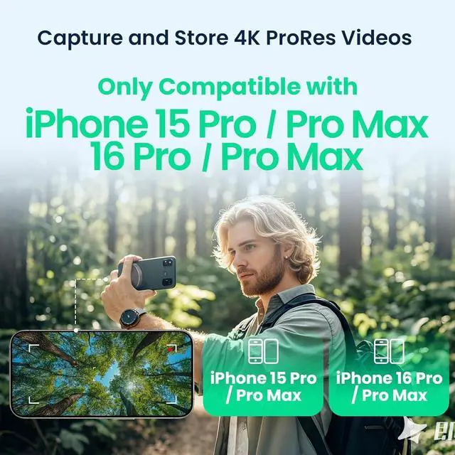 Alt view image 2 of 7 - 1TB Magnetic Portable SSD, External SSD with Type-C USB 3.2 Gen 2x2, Speeds Up to 2000MB/s, Compact & Durable, Compatible with iPhone 15/16 Series, Galaxy S24/S23, Tablet, Computer, Black