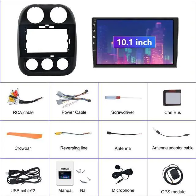 Alt view image 6 of 6 - 10.1 Inch Car Stereo Radio [2GRAM 32GROM] for Jeep Patriot Compass 2010-2016 with Wireless CarPlay Android Auto,Android 13 Player Radio with Bluetooth,WiFi,SWC,Mirror Link, GPS